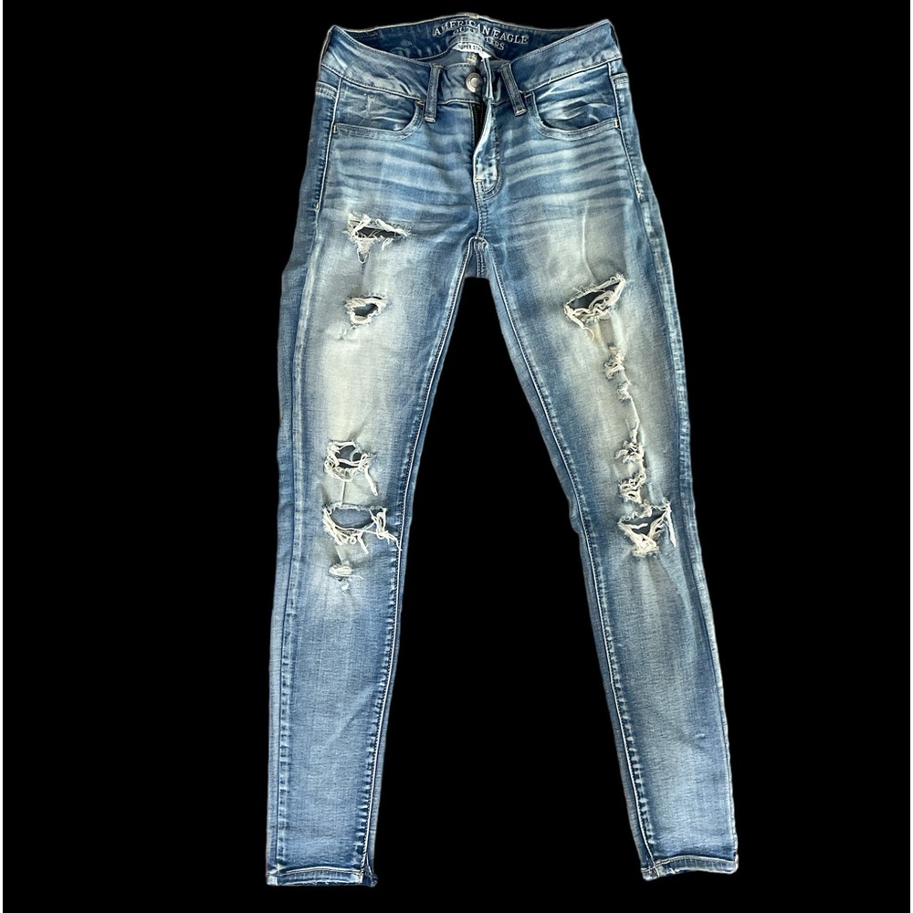 American Eagle Outfitters super stretch sz 0 light wash ripped soft jeans